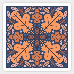 Navy Fall Leaf Kaleidoscope Sticker